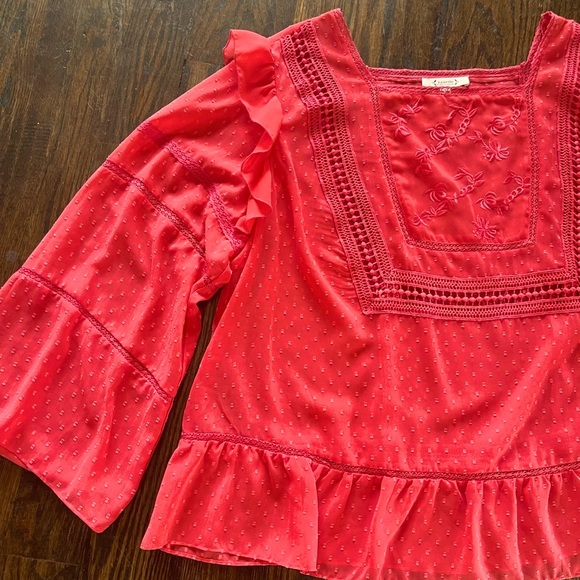 EUC - Nanette Lapore blouse in a gorgeous coral color. Lots of beautiful detail - Picture 3 of 6